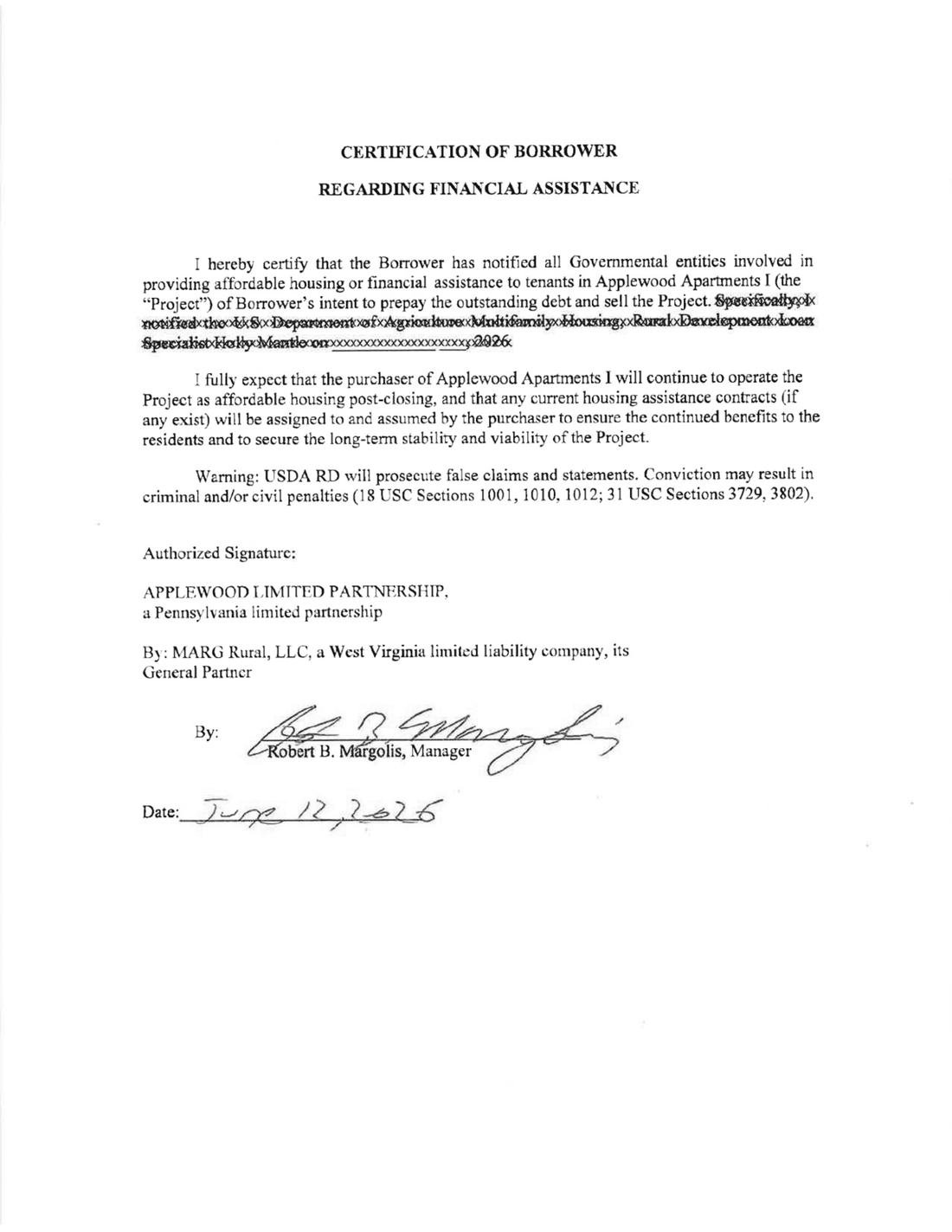 Page 5 of the owner's prepayment application.